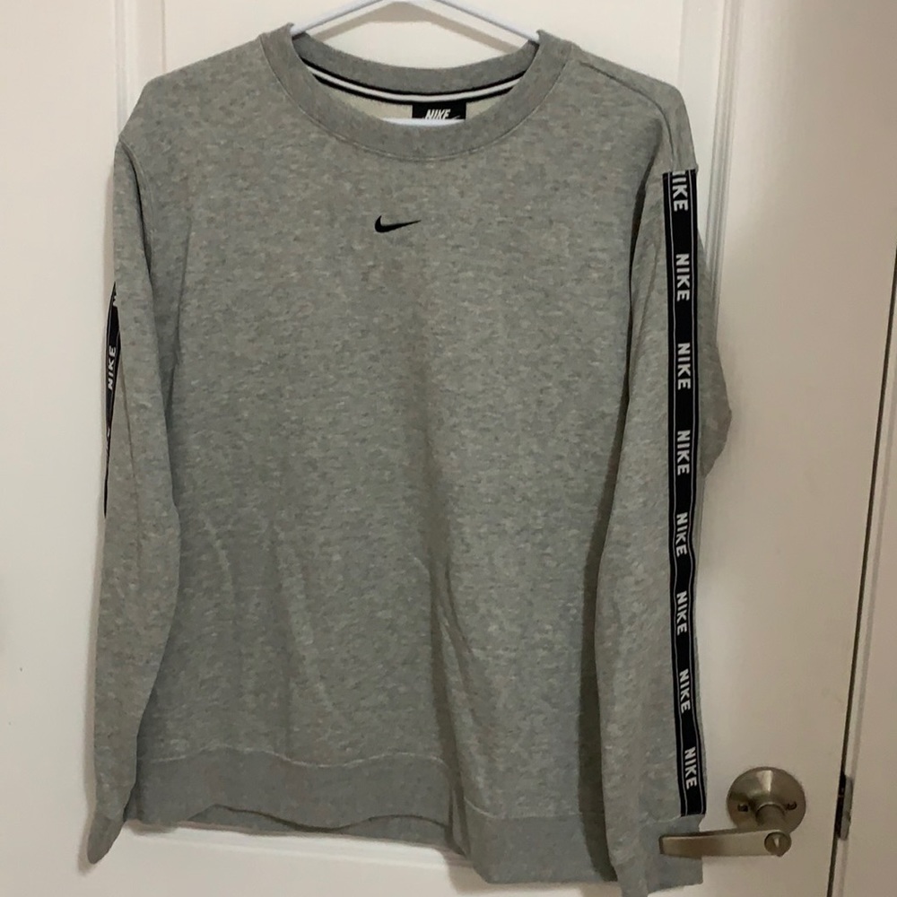 Nike Gray Crewneck Sweatshirt with Black Logo Tape